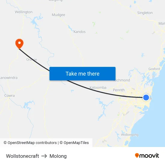 Wollstonecraft to Molong map