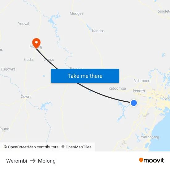 Werombi to Molong map