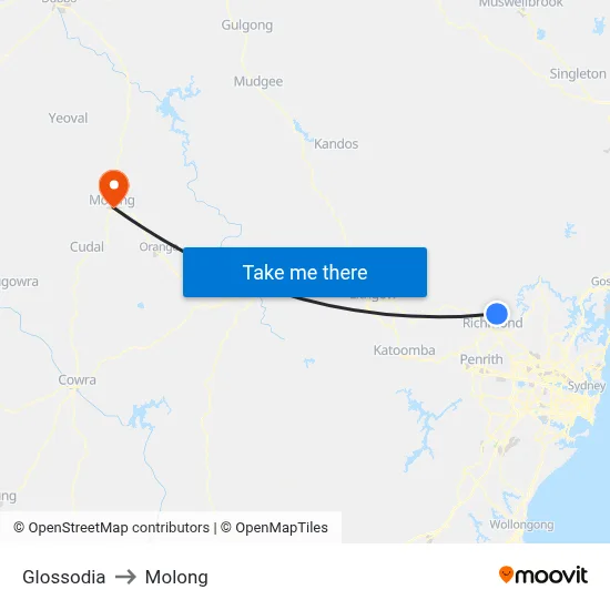 Glossodia to Molong map