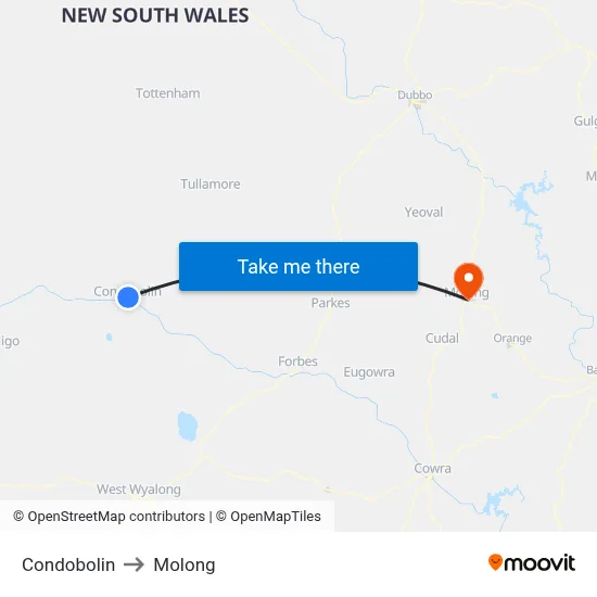 Condobolin to Molong map