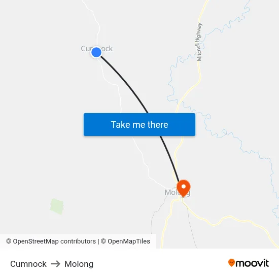 Cumnock to Molong map