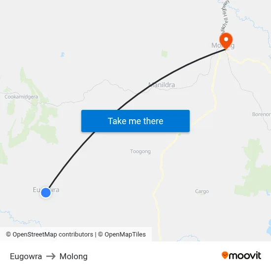 Eugowra to Molong map