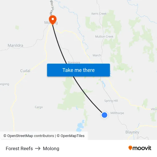Forest Reefs to Molong map