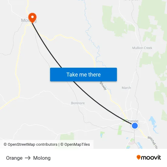 Orange to Molong map