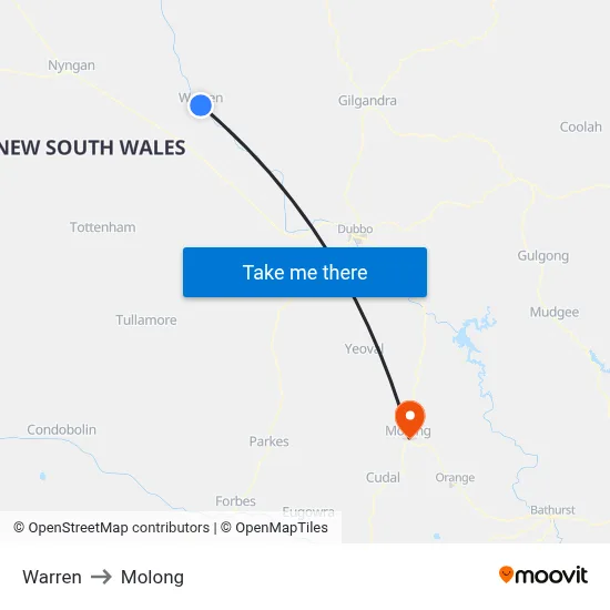 Warren to Molong map