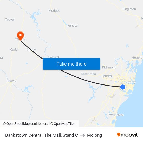 Bankstown Central, The Mall, Stand C to Molong map