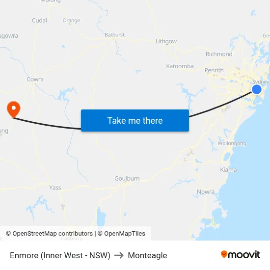 Enmore (Inner West - NSW) to Monteagle map