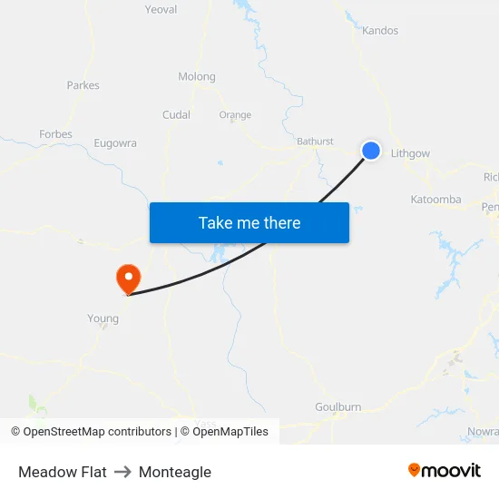 Meadow Flat to Monteagle map