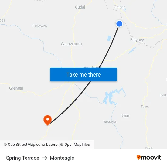 Spring Terrace to Monteagle map