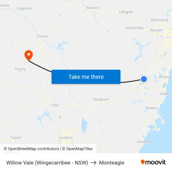 Willow Vale (Wingecarribee - NSW) to Monteagle map