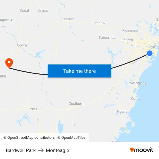 Bardwell Park to Monteagle map