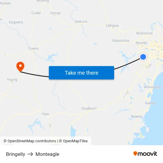 Bringelly to Monteagle map