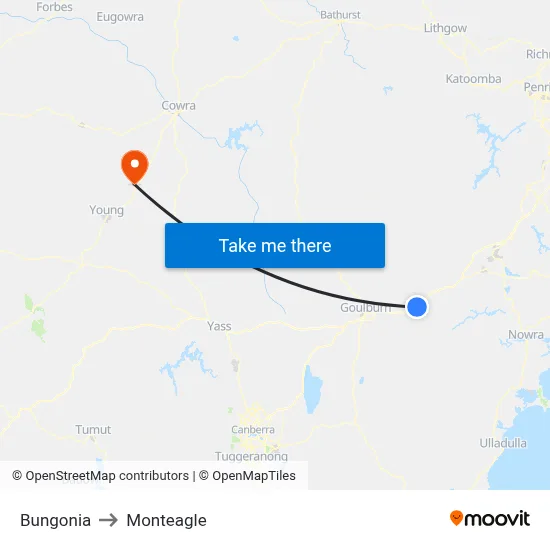 Bungonia to Monteagle map