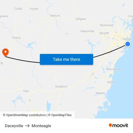 Daceyville to Monteagle map