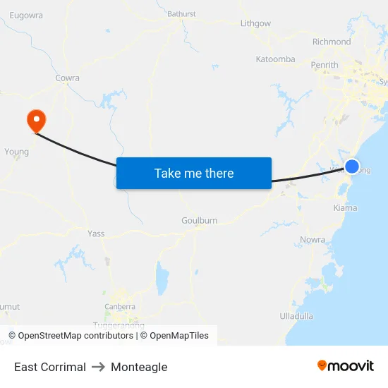 East Corrimal to Monteagle map