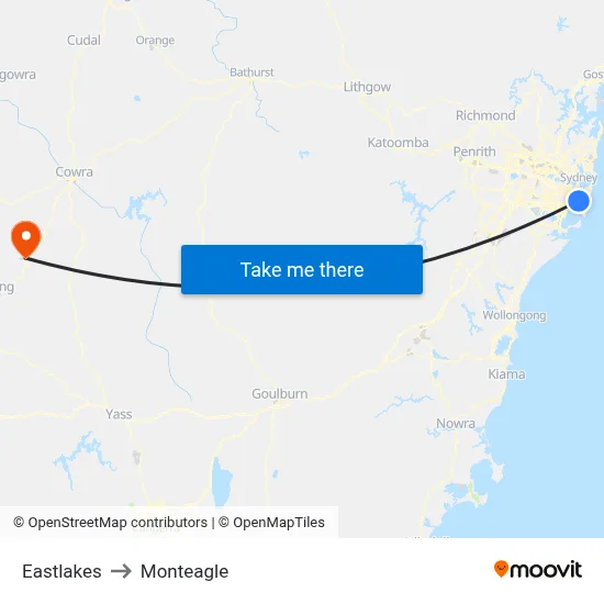 Eastlakes to Monteagle map