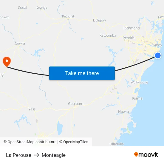 La Perouse to Monteagle map