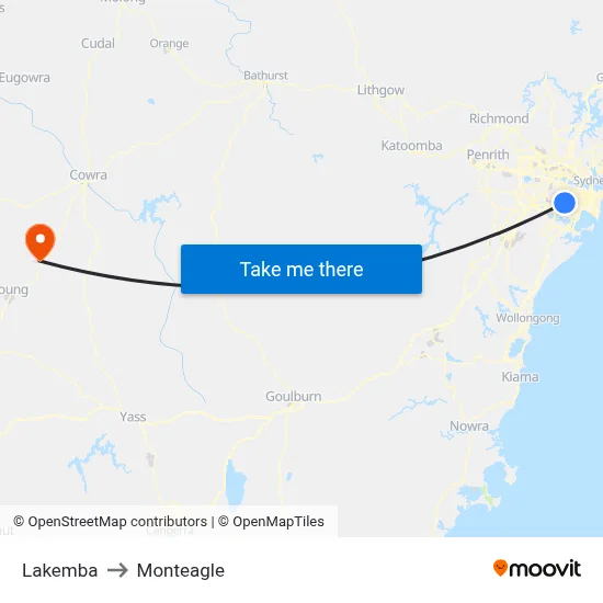 Lakemba to Monteagle map