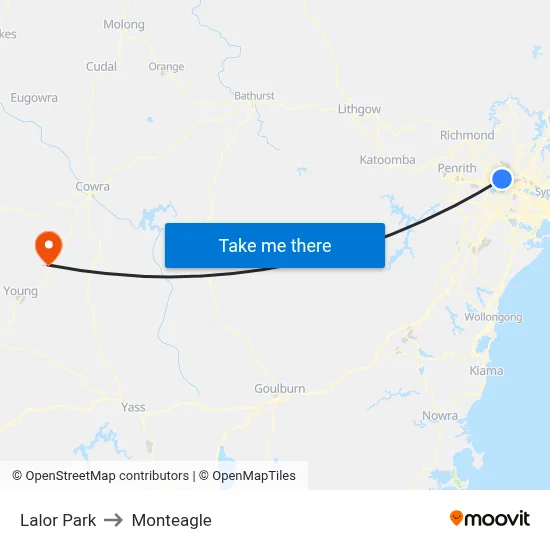 Lalor Park to Monteagle map