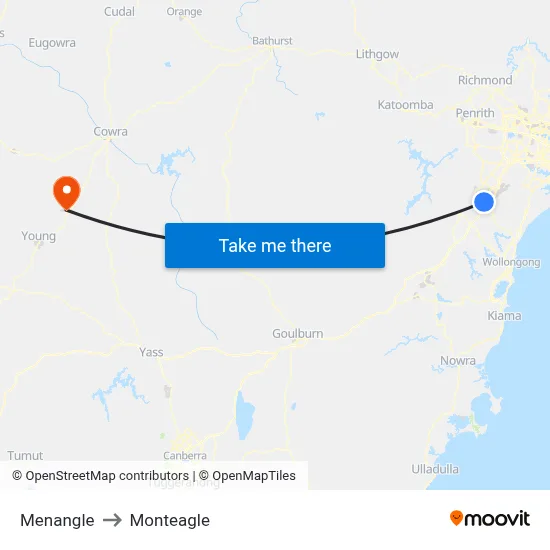 Menangle to Monteagle map