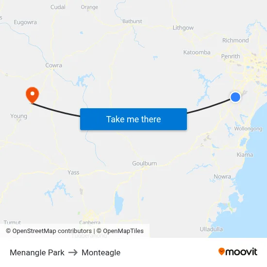 Menangle Park to Monteagle map