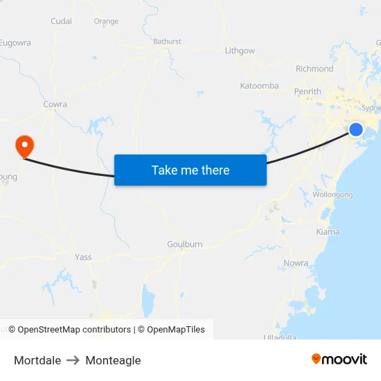 Mortdale to Monteagle map