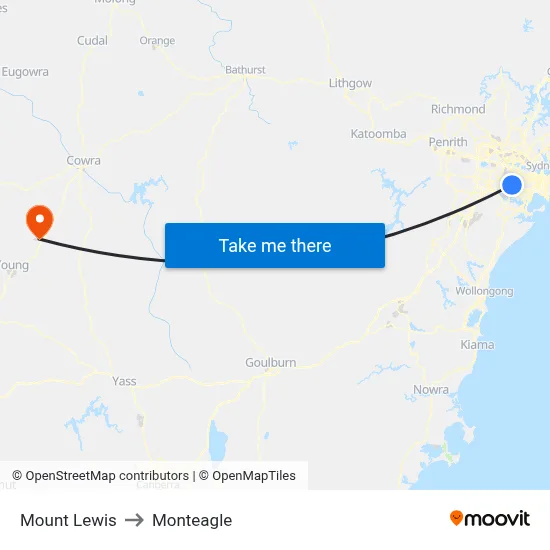 Mount Lewis to Monteagle map