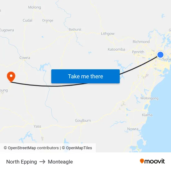 North Epping to Monteagle map