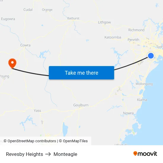 Revesby Heights to Monteagle map
