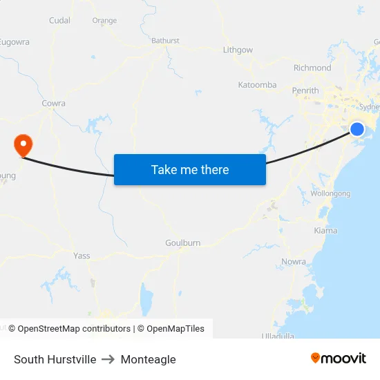 South Hurstville to Monteagle map