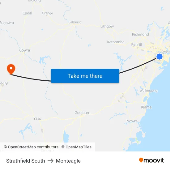 Strathfield South to Monteagle map
