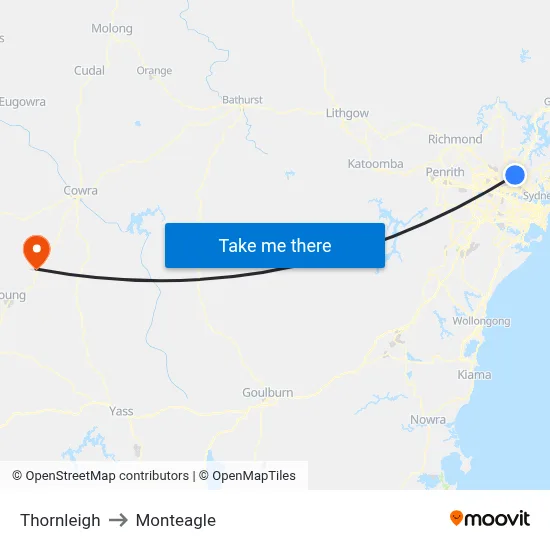 Thornleigh to Monteagle map
