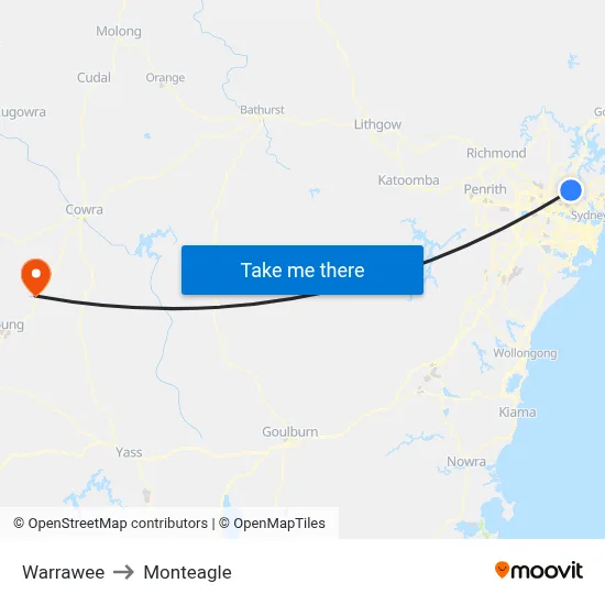 Warrawee to Monteagle map