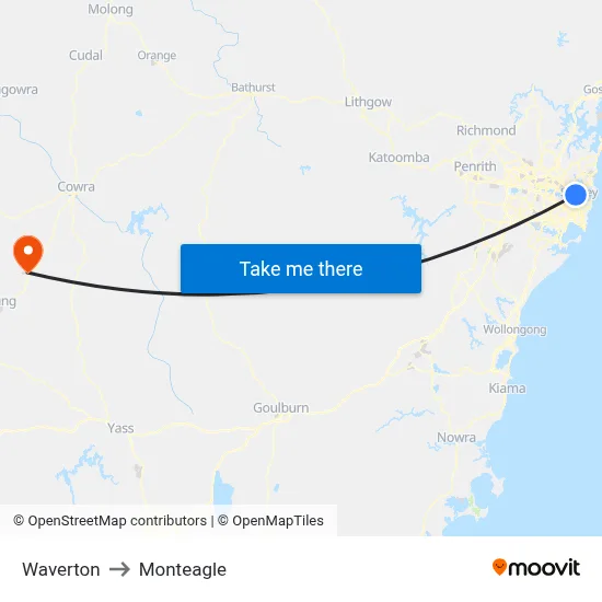 Waverton to Monteagle map