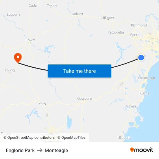 Englorie Park to Monteagle map