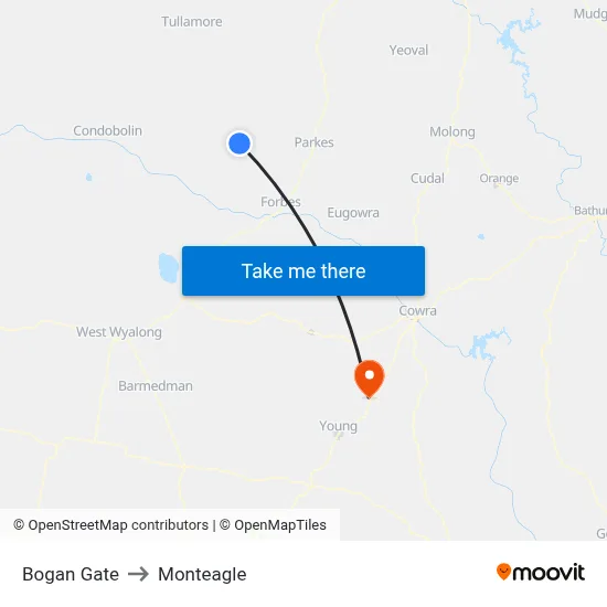 Bogan Gate to Monteagle map