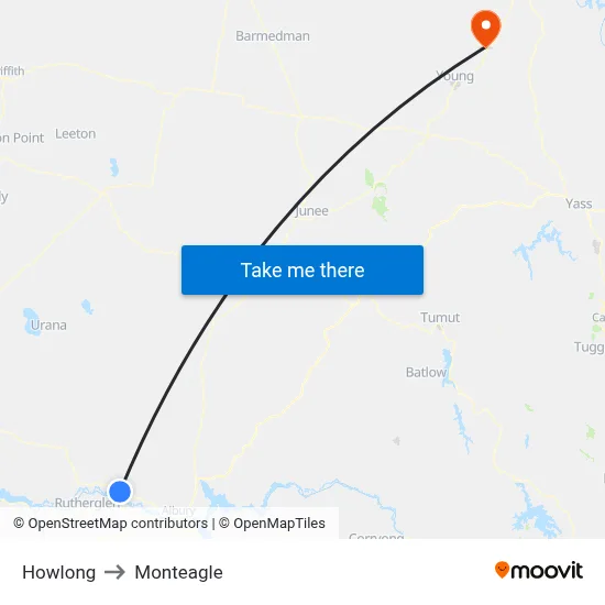 Howlong to Monteagle map
