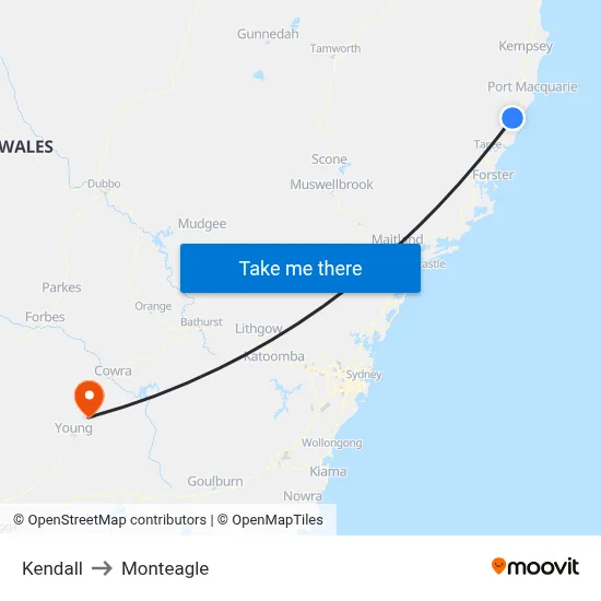 Kendall to Monteagle map