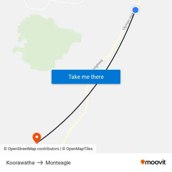 Koorawatha to Monteagle map