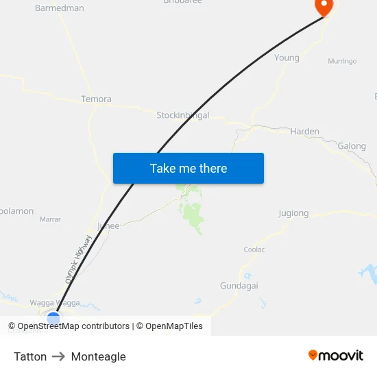 Tatton to Monteagle map