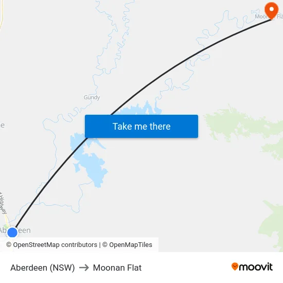 Aberdeen (NSW) to Moonan Flat map