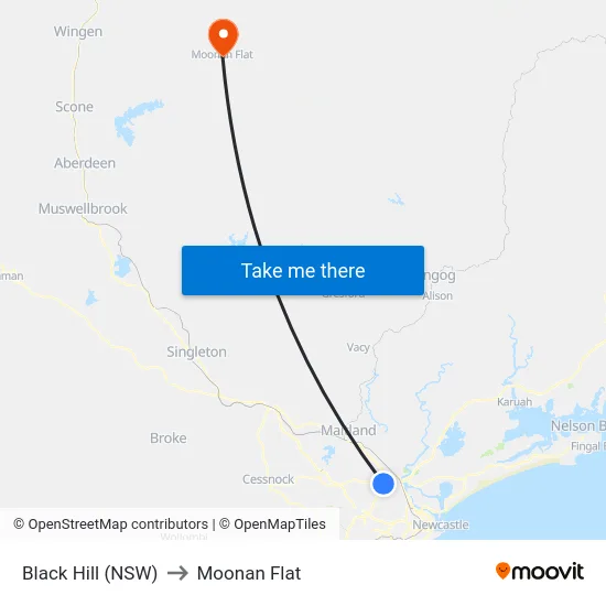 Black Hill (NSW) to Moonan Flat map