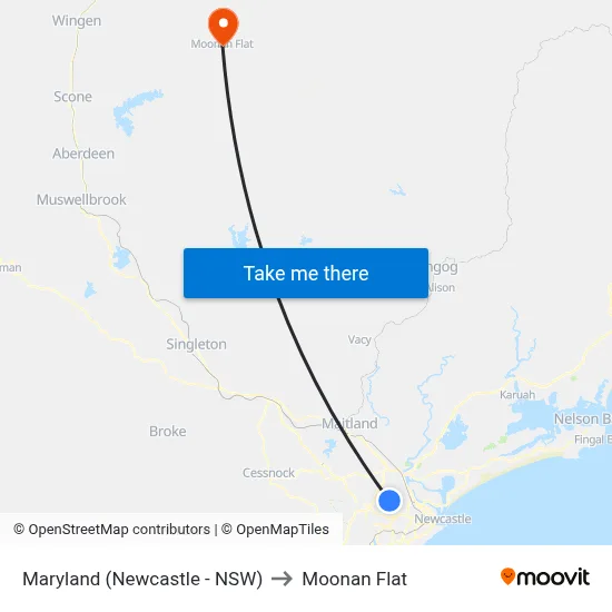 Maryland (Newcastle - NSW) to Moonan Flat map