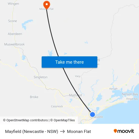 Mayfield (Newcastle - NSW) to Moonan Flat map