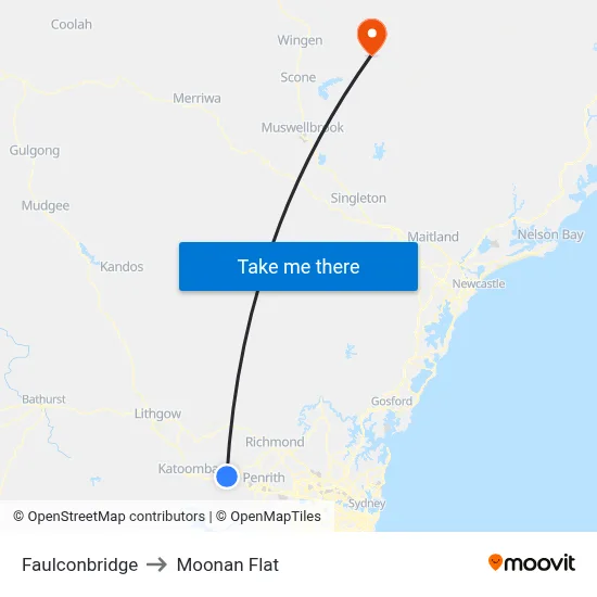 Faulconbridge to Moonan Flat map