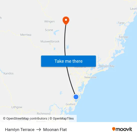 Hamlyn Terrace to Moonan Flat map