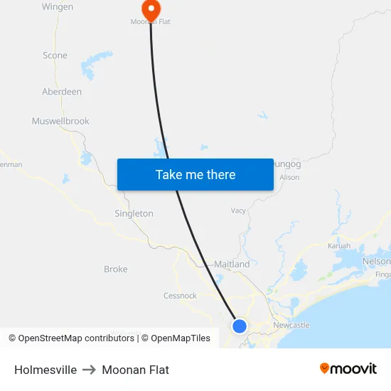 Holmesville to Moonan Flat map