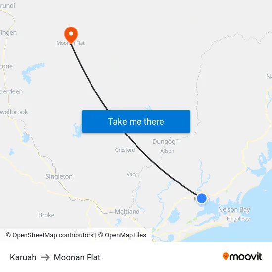 Karuah to Moonan Flat map