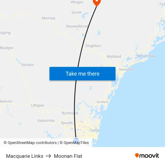 Macquarie Links to Moonan Flat map