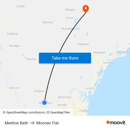 Medlow Bath to Moonan Flat map